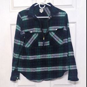 J. Crew popover flannel tartan zipper long sleeve